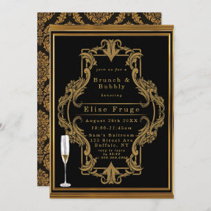 Convites Art Deco Black Royal Brunch & Bubble