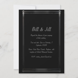 Convites Art Deco Black + Silver Geométrico Casamento
