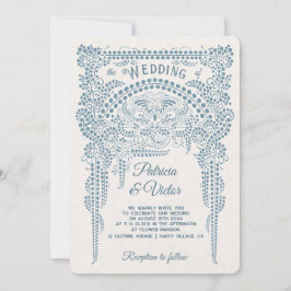 Convites Art Deco Butterfly in Frame Wedding  Invitation