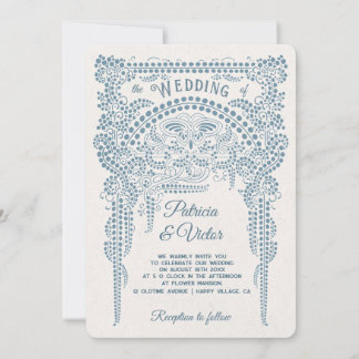Convites Art Deco Butterfly in Frame Wedding Invitation