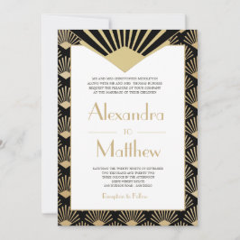 Convites Art Deco Casamento Dourado Negro Vinte e Tintas