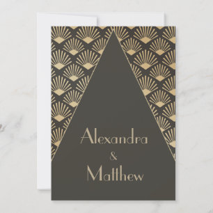 Convites Art Deco Casamento Dourado Padrões Estranhos Vinte