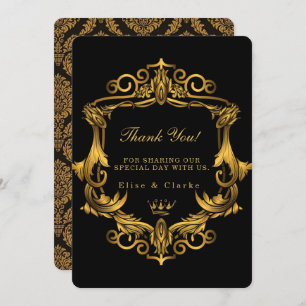 Convites Art Deco Casamento Real Dourado Negro Obrigado Car