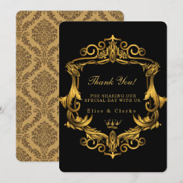 Convites Art Deco Casamento Real Dourado Negro Obrigado Car