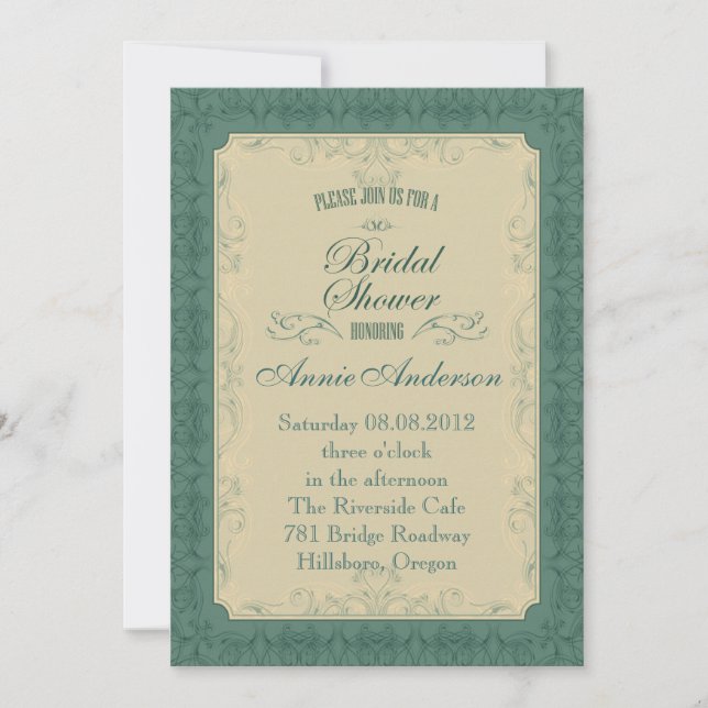Convites Art Deco champagne Emerald Green Wedding (Frente)