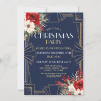 Art Deco Christmas de 1920 Convidar Gatsby Marinho