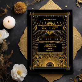 Convites Art Deco Dark Elegant Weditation