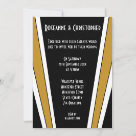 Convites Art Deco Design Black E Dourado Casamento