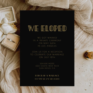 Convites Art deco do 1920 do vintage simples nós eloped