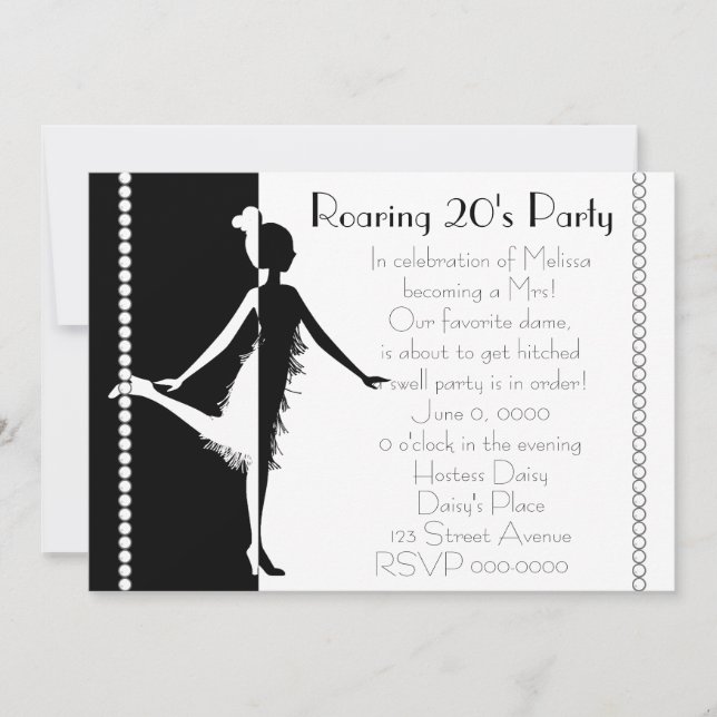 Convites Art Deco Doll com Pérolas (Frente)