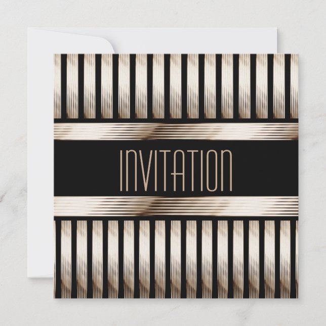 Convites Art Deco Dourado Preto Sépia (Frente)