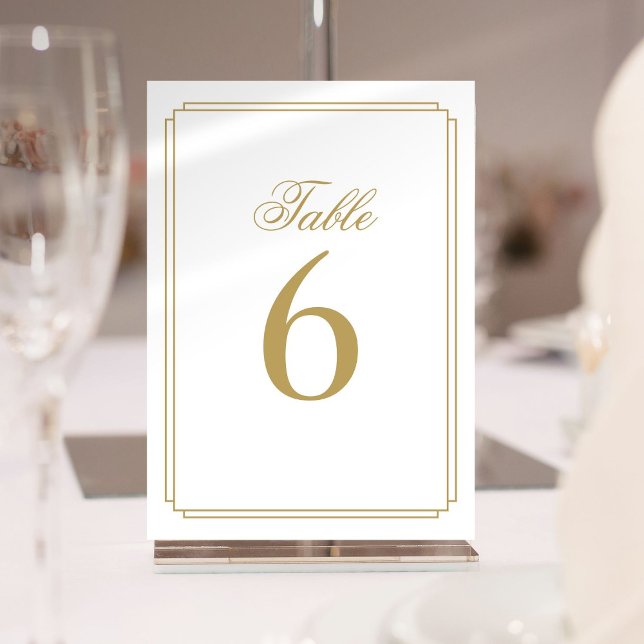 Convites Art Deco Elegante Número de Tabela Dourada (Art Deco Elegant Gold Table Number)