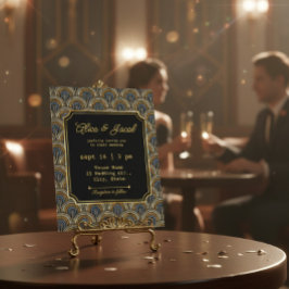 Convites Art Deco Embroidered-Style Wedding Invitation