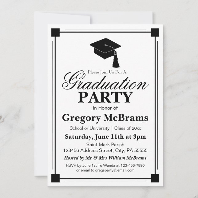 Convites Art Deco Festa de formatura (Frente)