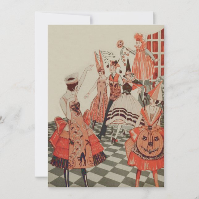 Convites Art Deco Festa de Halloween Black Cat Pumpkin (Frente)