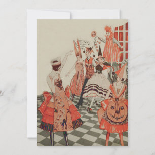 Convites Art Deco Festa de Halloween Black Cat Pumpkin