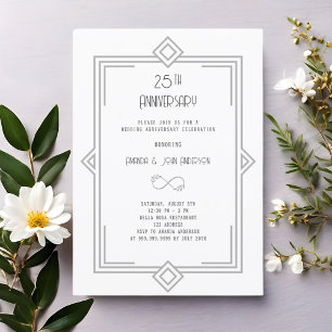 Convites Art Deco Gatsby, 25 de aniversário de casamento