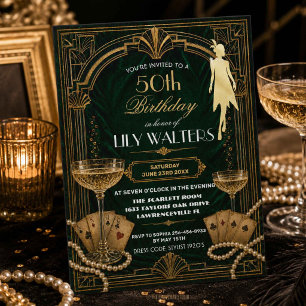 Convites Art Deco Gatsby Anos 20 de Idade Cumprimento de An