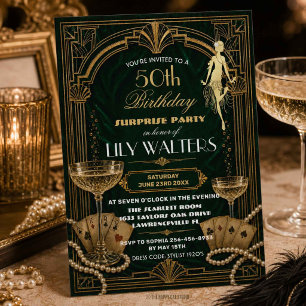 Convites Art Deco Gatsby Anos 20 de Idade Cumprindo QUALQUE