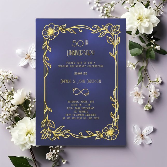 Convites Art Deco Gatsby black 50th wedding anniversary (Criador carregado)