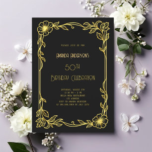 Convites Art Deco Gatsby Black Gold aniversário