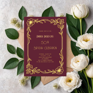 Convites Art Deco Gatsby Burgundy - aniversário de ouro