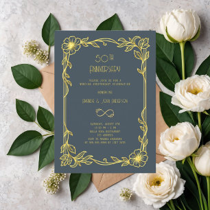 Convites Art Deco Gatsby cinza aniversário de 50 anos de ca