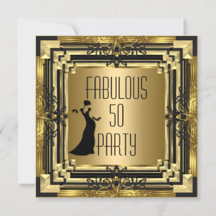 Convites ART DECO Gatsby Fabuloso 50 50º Aniversário Retro 