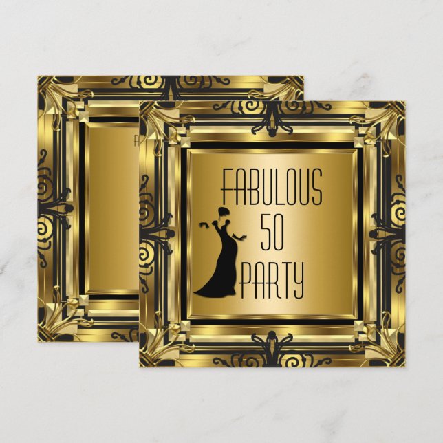 Convites ART DECO Gatsby Fabuloso 50 50º aniversário Retro  (Frente/Verso)