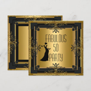 Convites ART DÉCO Gatsby Fabuloso 50 Aniversário de 50 anos