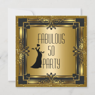 Convites ART DÉCO Gatsby Fabuloso 50 Aniversário Retro 50