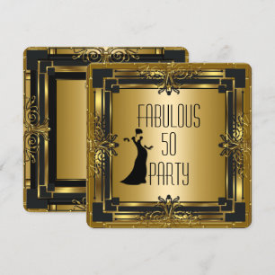 Convites ART DÉCO Gatsby Fabuloso 50 Aniversário Retro 50