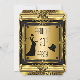 Convites ART DECO Gatsby Tophat Fabuloso Birthday Retro 4C