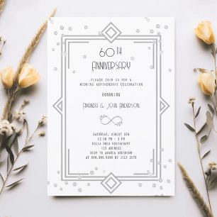Convites Art Deco Gatsby White 60º aniversário de casamento