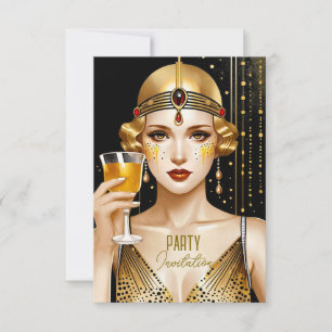 Convites Art Deco Girl Party