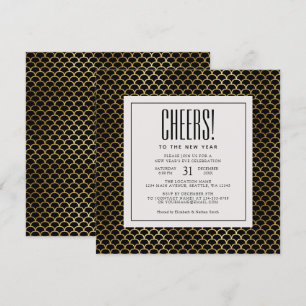 Convites Art Deco Gold Foil anima Festa de Ano Novo