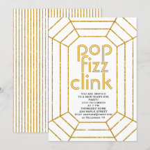 Art Deco gold pop barz clink de véspera de Ano Nov