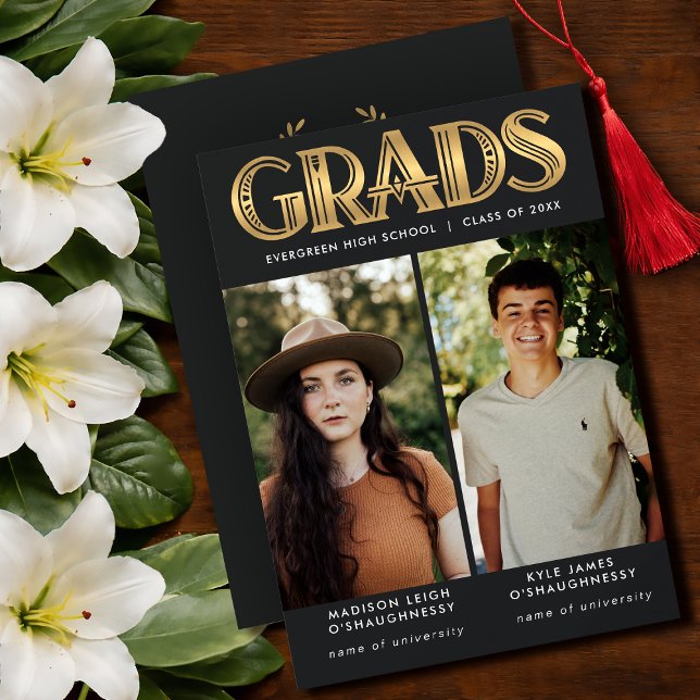 Convites Art Deco GRADUATES 2 Photo Announcement (Criador carregado)
