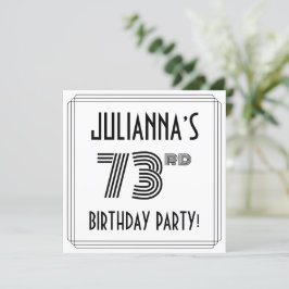 Convites Art Deco Inspira 73ª Festa de aniversário, Nome Pe