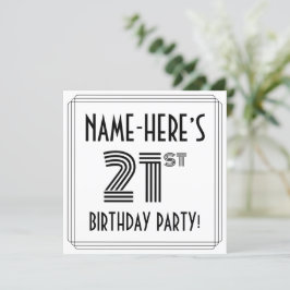 Convites Art Deco Inspired 21st Birthday Party, Custom Name