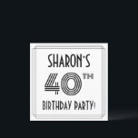 Convites Art Deco Inspired 40th Birthday Party, Custom Name<br><div class="desc">The front of this luxurious fortieth birthday party invitation card design features a customizable name, a fancy art deco style inspired number “40th”, the message “BIRTHDAY PARTY!”, and a border pattern consisting of lines. The back features personalized details about the event, such as the date, time, location/venue, and any other...</div>