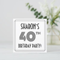 Art Deco Inspired 40th Birthday Party, Custom Name