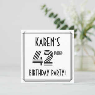 Convites Art Deco Inspired 42nd Birthday Party, Custom Name
