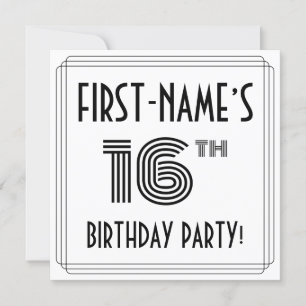 Convites Art Deco Inspirou 16ª Festa de aniversário, Nome P