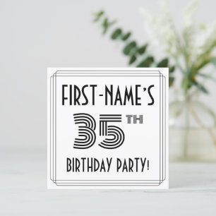 Convites Art Deco Inspirou 35º Festa de aniversário, Nome P