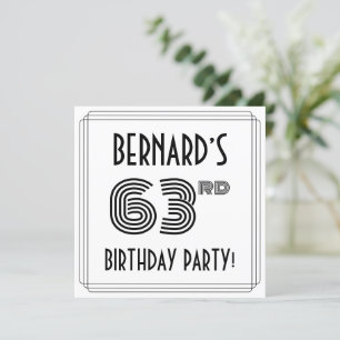 Convites Art Deco Inspirou 63º Festa de aniversário, Nome P