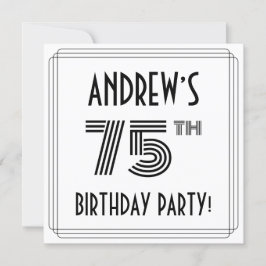 Convites Art Deco Inspirou 75º Festa de aniversário, Nome P