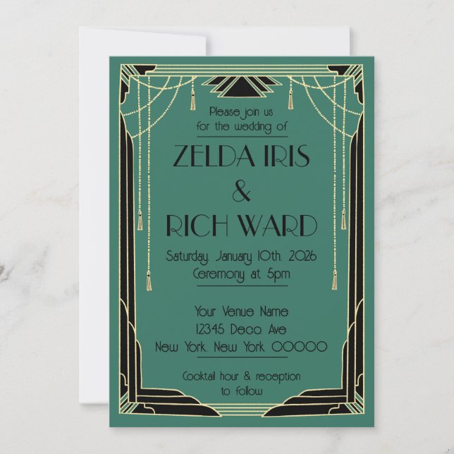 Convites Art Deco Invite (Frente)
