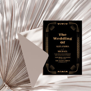 Convites Art Deco Ironwork Faux Casamento Dourado