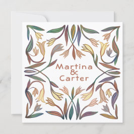 Convites Art Deco Lily Boho Floral Feita à Mão